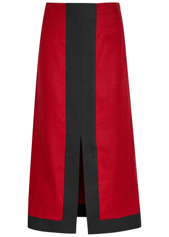 Photo: Liberowe Ruth Panelled Linen Midi Skirt Red