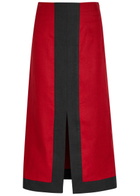 Liberowe Ruth Panelled Linen Midi Skirt Red