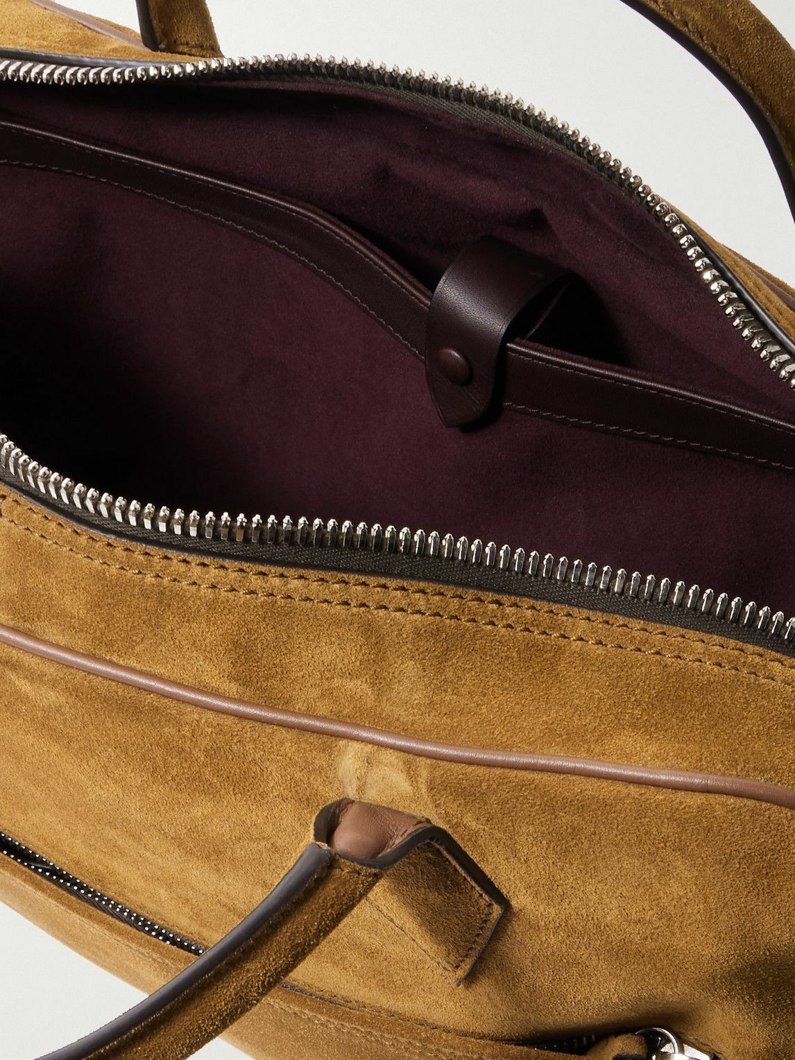 Métier - Closer Slim Leather-Trimmed Suede Briefcase