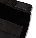 AMIRI - Tapered Twill-Panelled Velvet Sweatpants - Black