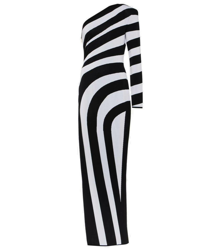 Photo: Balmain Asymmetric striped gown