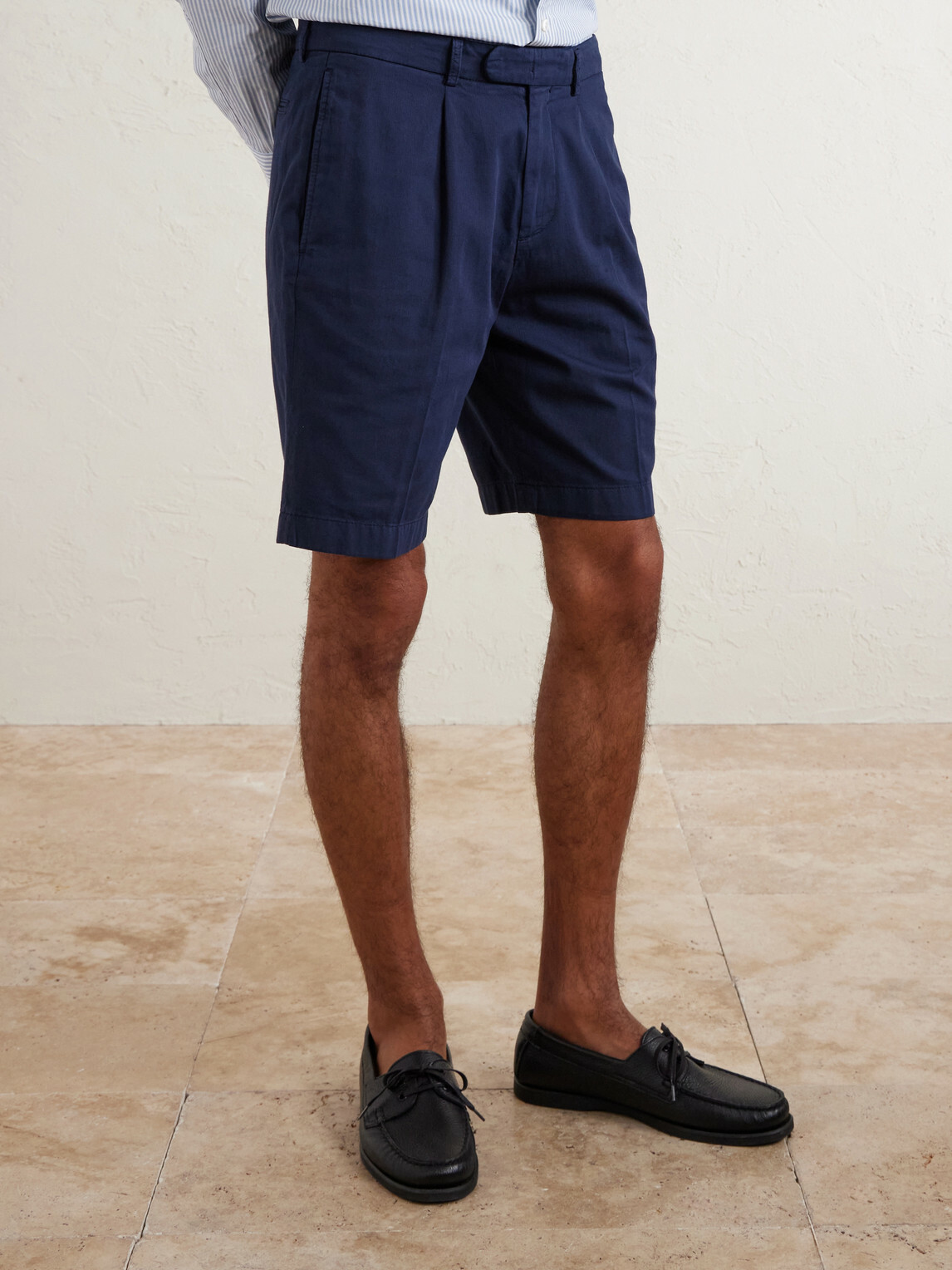 Boglioli - Straight-Leg Cotton-Blend Shorts - Blue