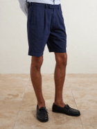 Boglioli - Straight-Leg Cotton-Blend Shorts - Blue