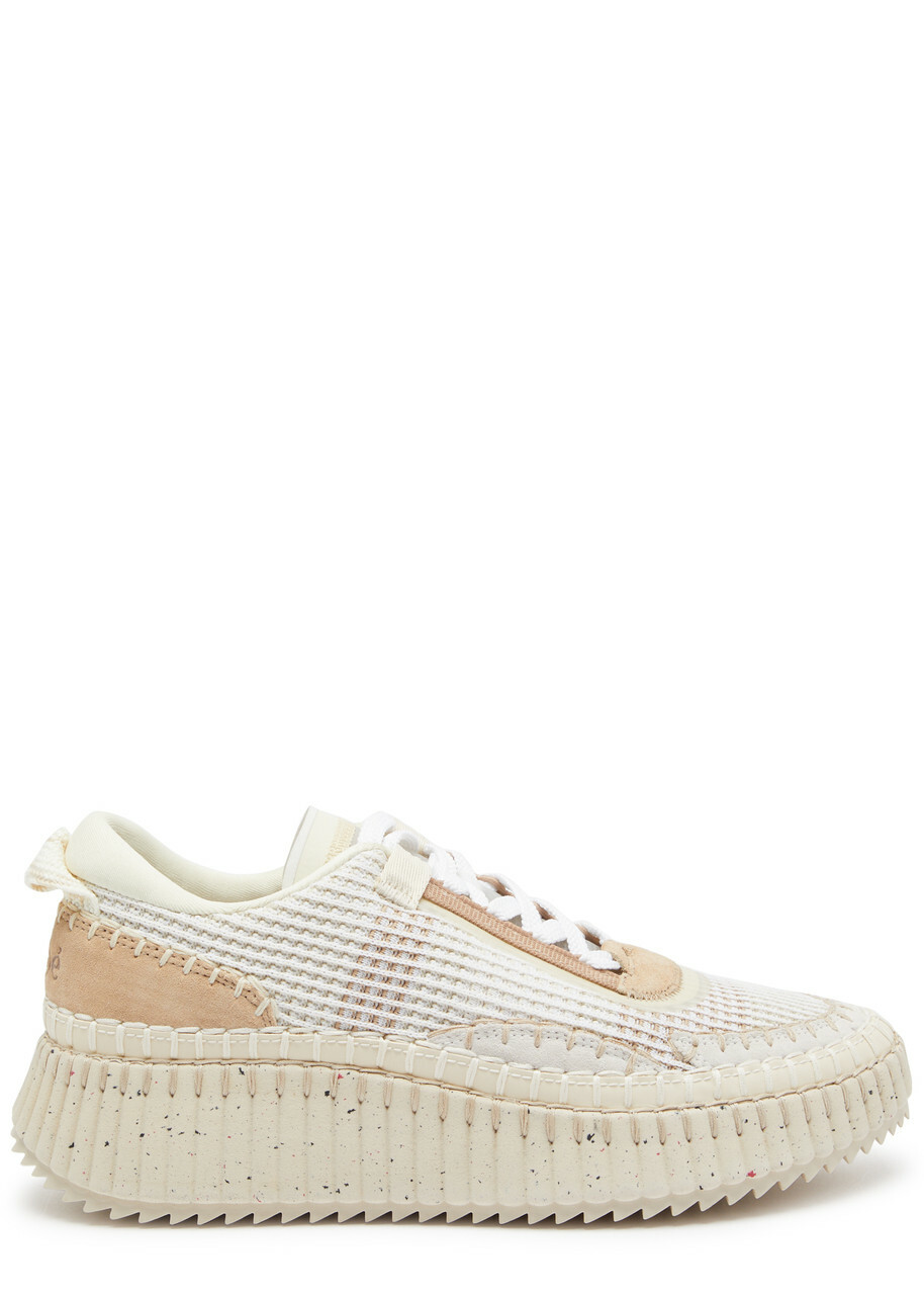 Chloe Nama Panelled Recycled Mesh Sneakers Beige 36 (IT36