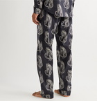 Desmond & Dempsey - Sansindo Printed Organic Cotton-Poplin Pyjama Trousers - Black