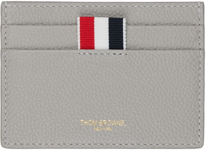 Photo: Thom Browne Gray Whale-Appliqué Pebbled Card Holder