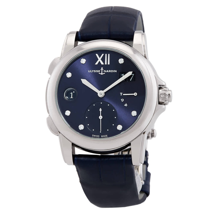 Photo: Ulysse Nardin Classico Dual Time Automatic Diamond Blue Dial Ladies Watch 3243-222/393