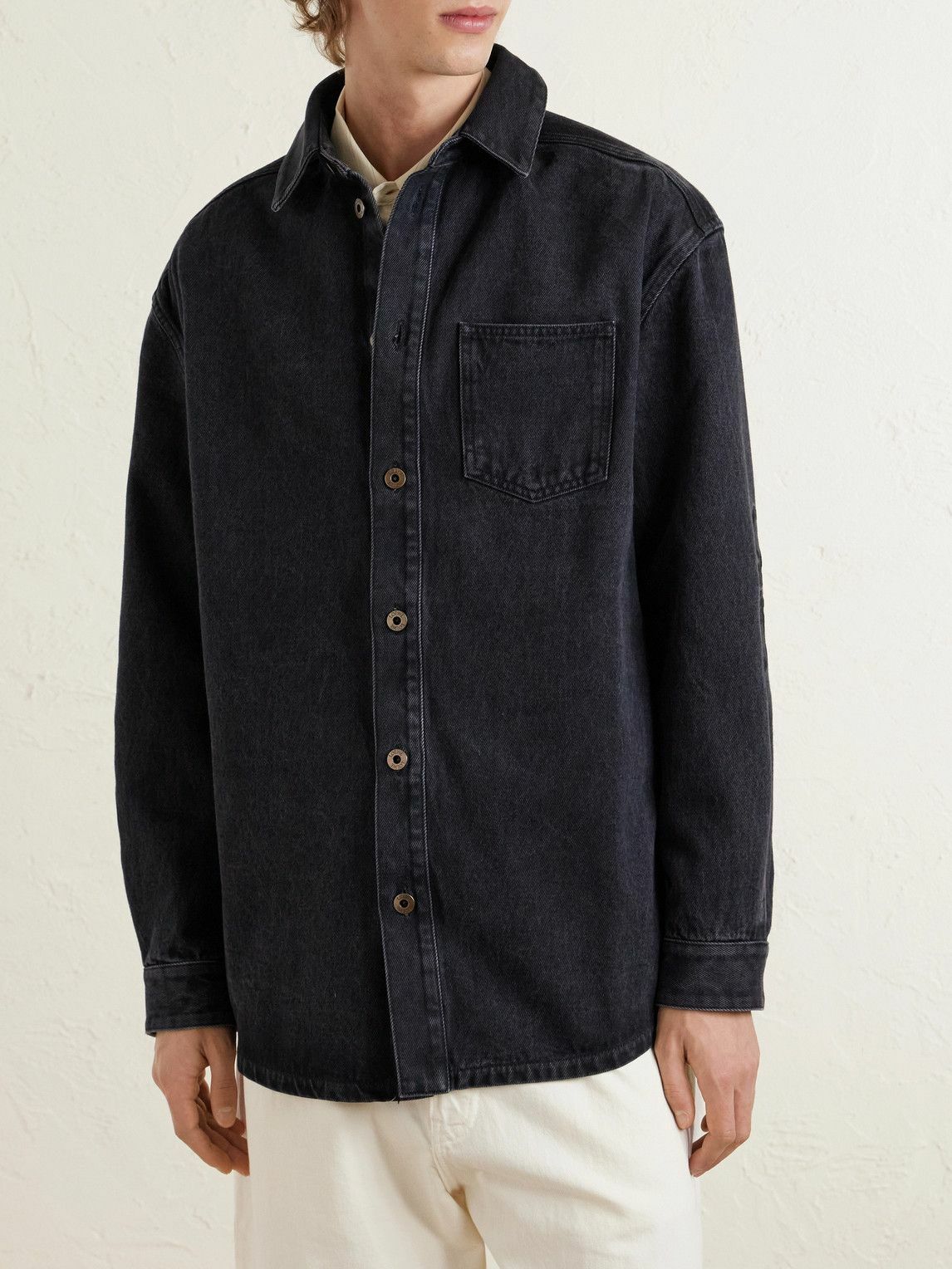 LOEWE - Anagram Logo-Embroidered Denim Overshirt - Black