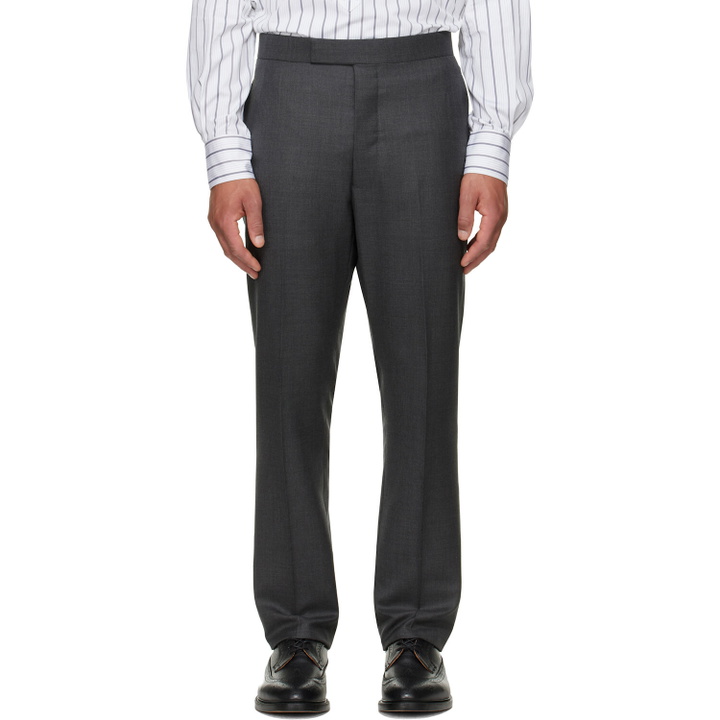 Photo: Thom Browne Gray Classic Twill Backstrap Trousers