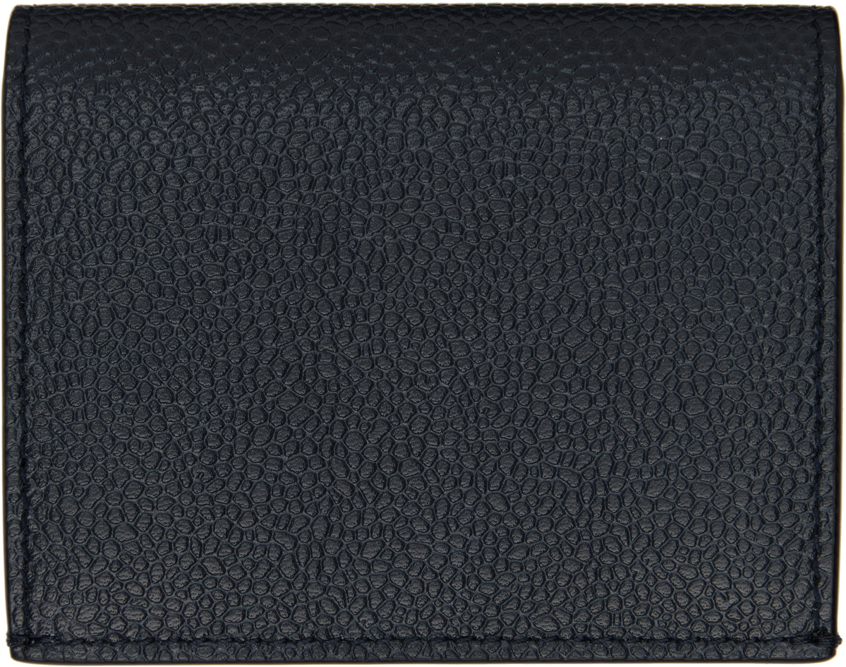 3-Bow Double Card Holder in Pebble Grain Leather - Black main image 1