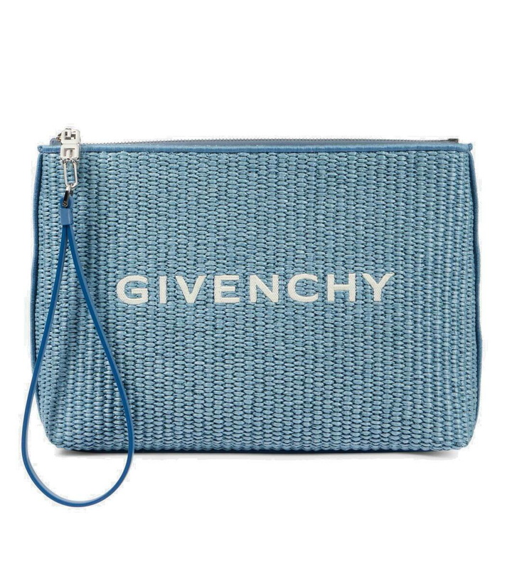 Photo: Givenchy Logo raffia-effect pouch