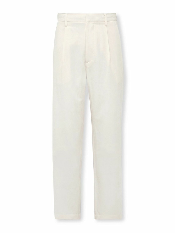 Photo: Auralee - Straight-Leg Pleated Cotton and Wool-Blend Gabardine Trousers - White