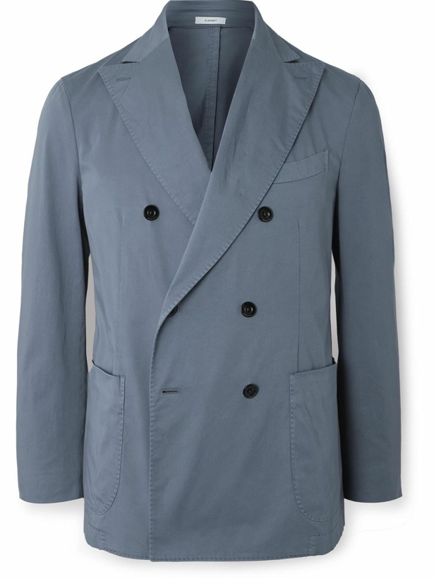 Photo: Boglioli - Slim-Fit Double-Breasted Cotton-Blend Suit Jacket - Blue