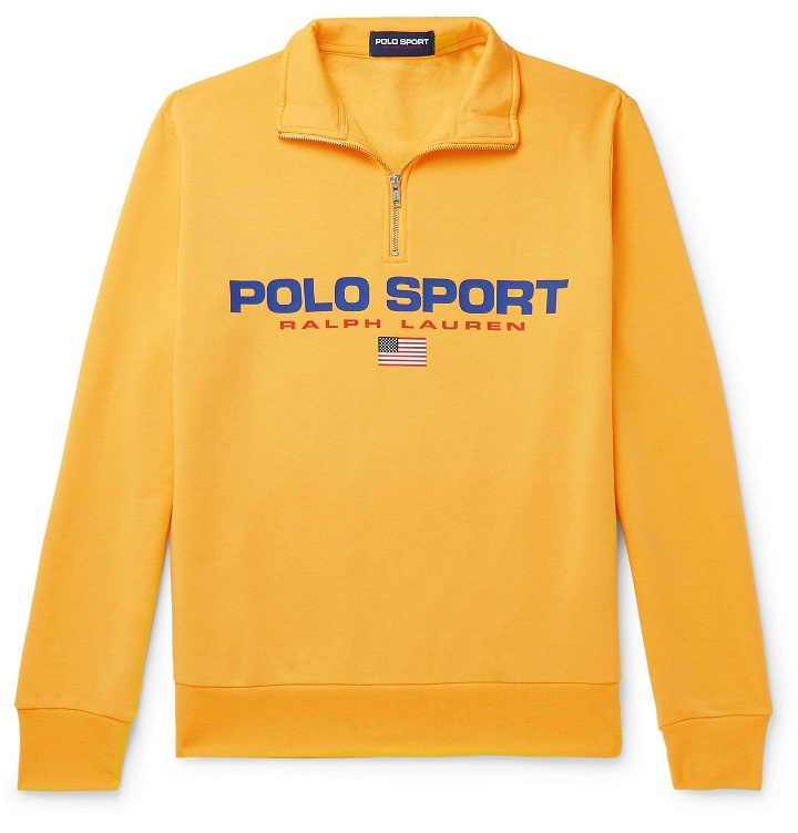Photo: Polo Ralph Lauren - Logo-Print Fleece-Back Jersey Half-Zip Sweatshirt - Yellow