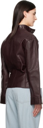 Victoria Beckham Burgundy Sculptural Leather Jacket