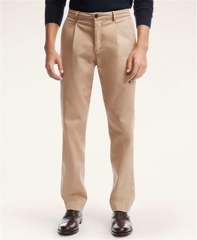 Photo: Brooks Brothers Men's Modern Pleated Chino Pants | Medium Beige