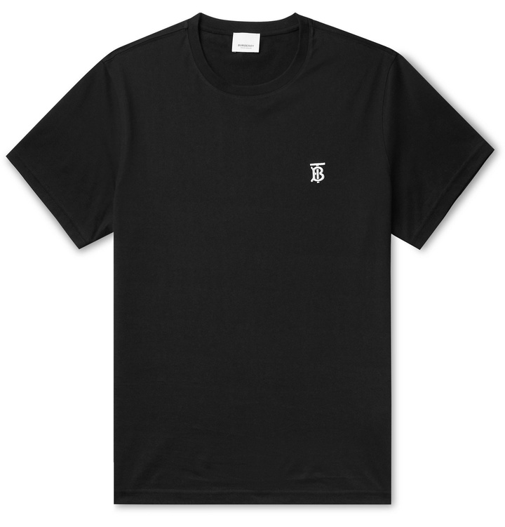 Photo: Burberry - Logo-Embroidered Cotton-Jersey T-Shirt - Black