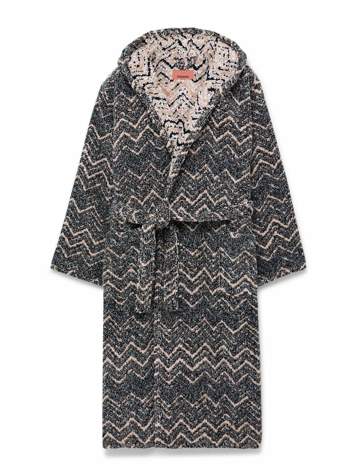 Missoni Home - Striped Cotton-Terry Jacquard Hooded Robe - Brown