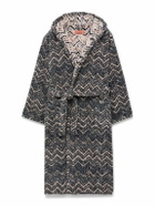 Missoni Home - Striped Cotton-Terry Jacquard Hooded Robe - Brown