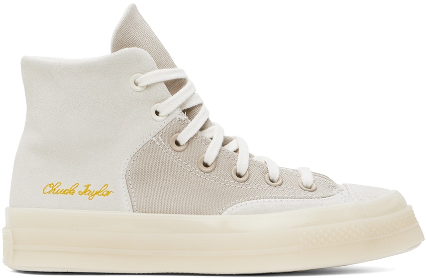 Photo: Converse Gray & Beige Chuck 70 Marquis Mixed Materials High Top Sneakers