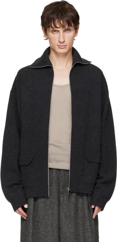 Photo: Lanvin Gray Cashmere Zip Cardigan