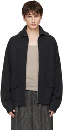 Lanvin Gray Cashmere Zip Cardigan
