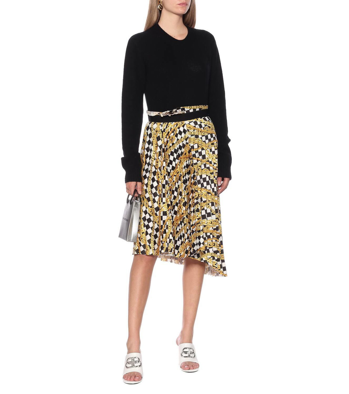 Balenciaga Chain-print wrap midi skirt