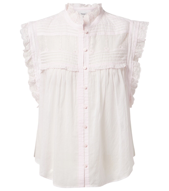 Photo: Marant Etoile Dersia embroidered ruffled cotton blouse