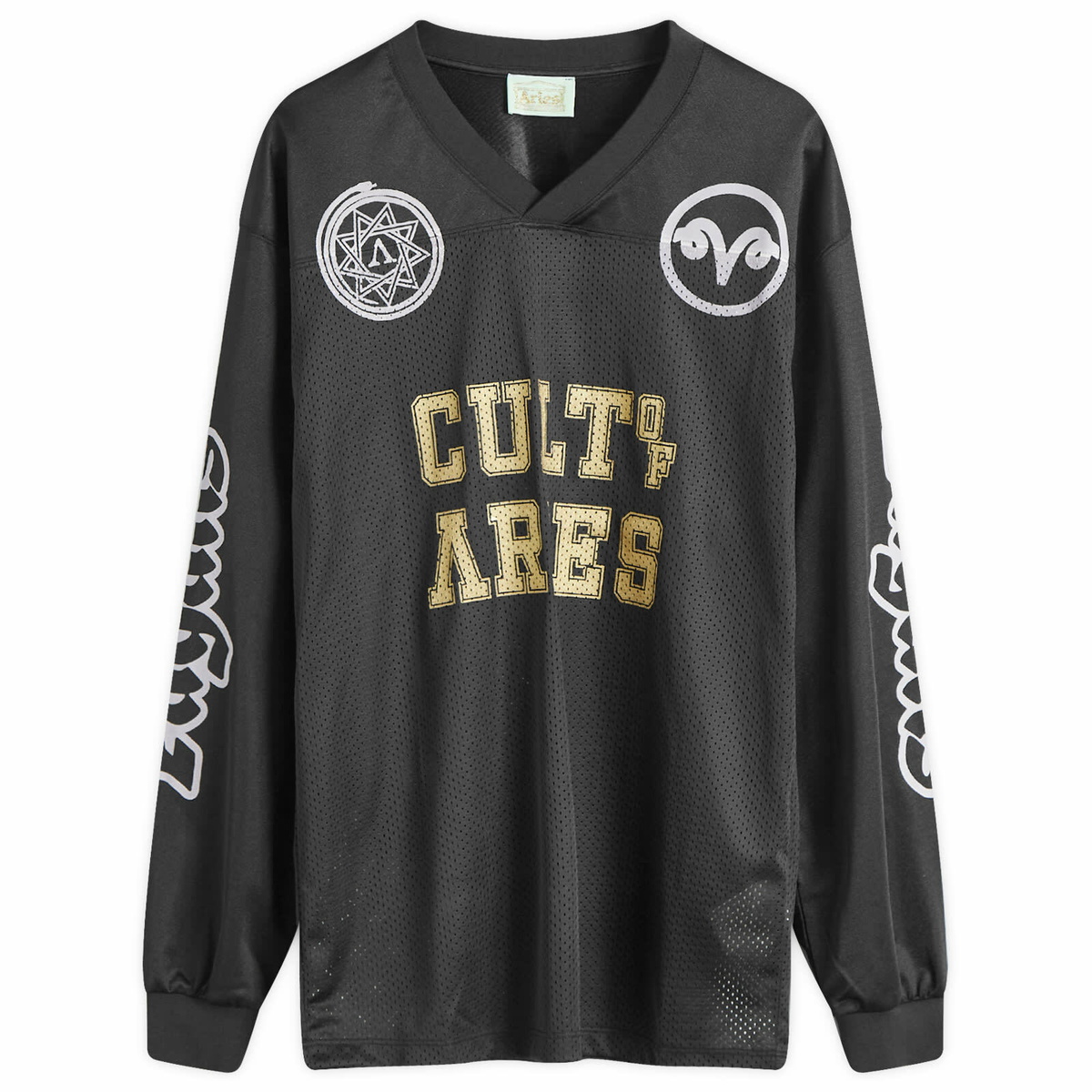 トップス Cult Leader Airtex L/S T CULT of ARIES Aries Men's Cult Leader Airtex Jersey in Black ARIES