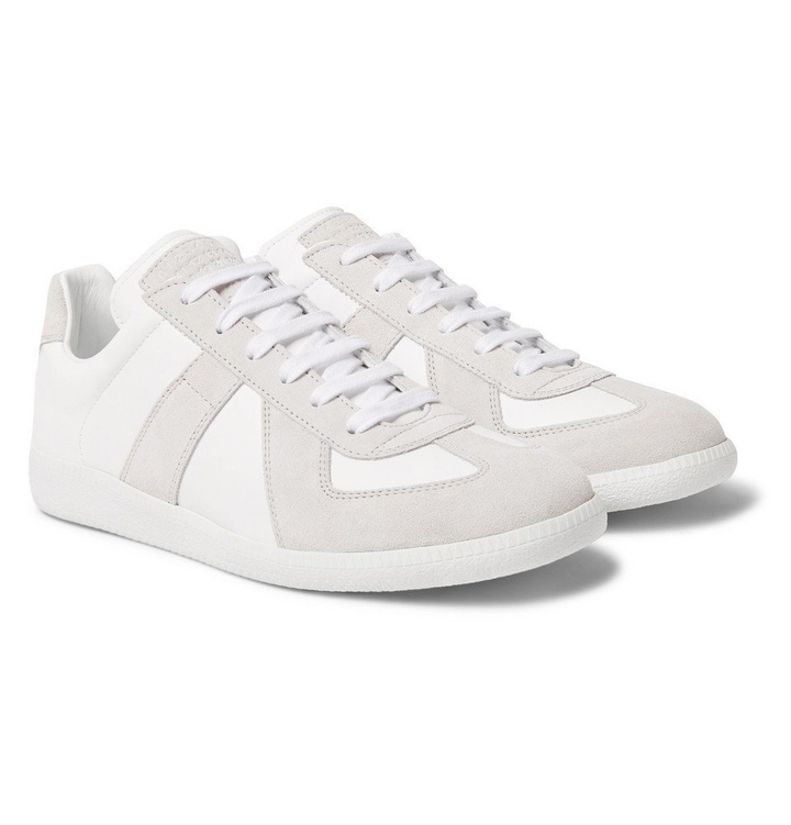 Photo: Maison Margiela - Replica Suede and Leather Sneakers - Men - Off-white