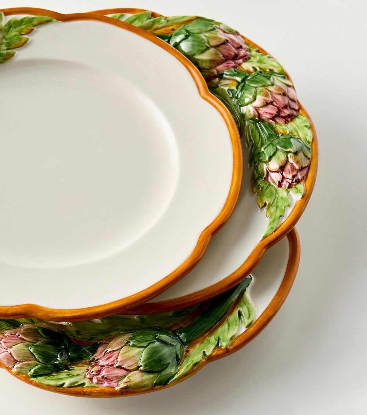Les-Ottomans Artichoke set of 4 ceramic dinner plates