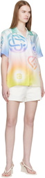 Casablanca Multicolor Halftone Logo Short Sleeve Silk Shirt