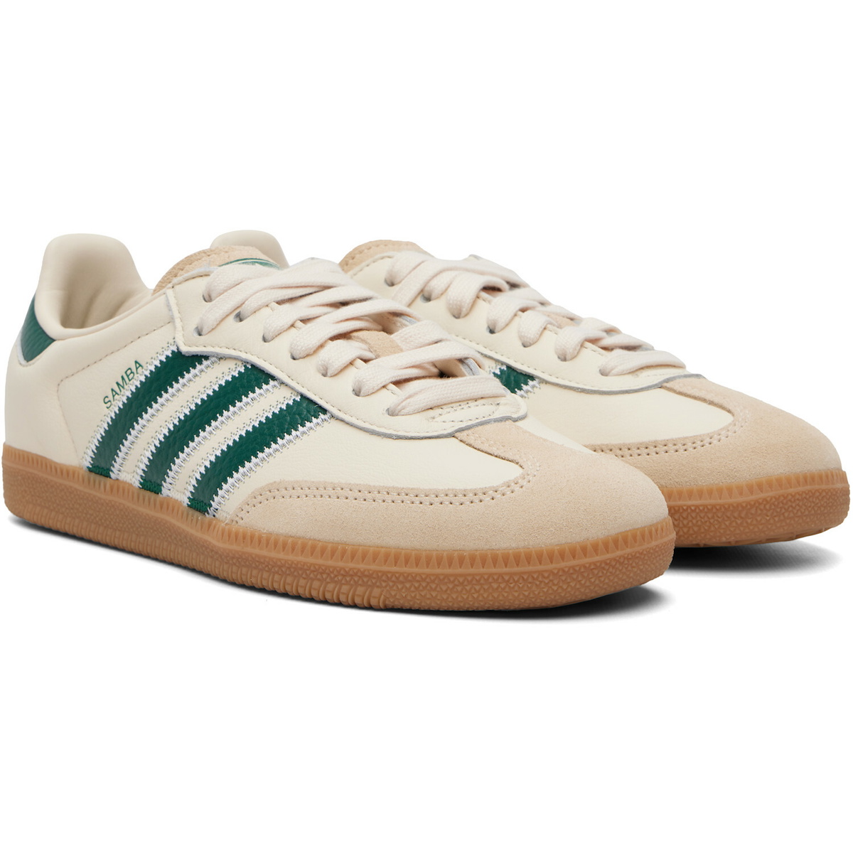 adidas Originals Off-White & Green Samba OG Sneakers