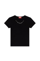 Diesel Ribbed-jersey top with chain necklace - T-Shirts Womens in Black
