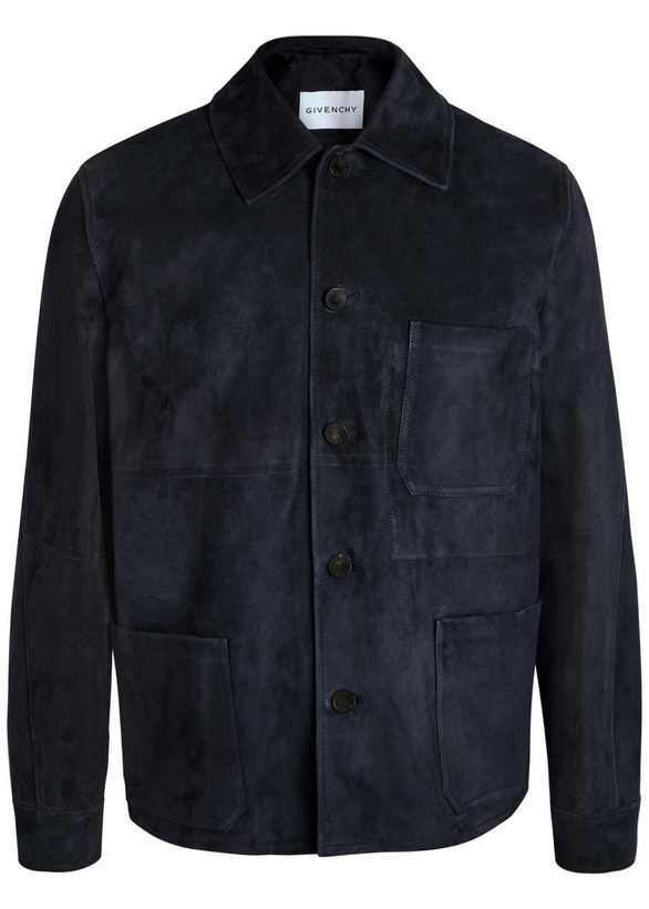 Photo: Givenchy Patch Pocket Suede Overshirt Navy