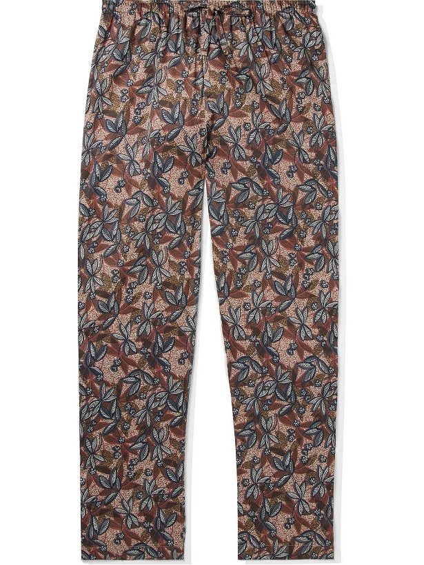 Photo: Zimmerli - Slim-Fit Floral-Print Cotton-Sateen Pyjama Trousers - Brown