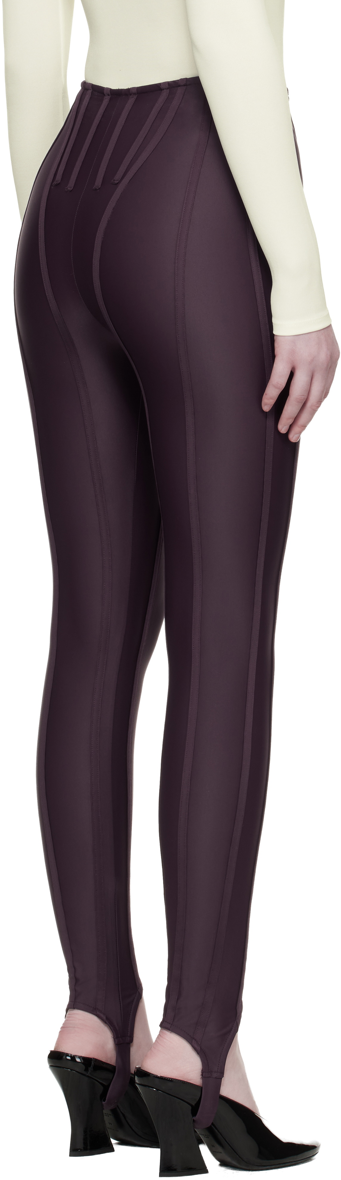 Mugler Burgundy Corseted Leggings