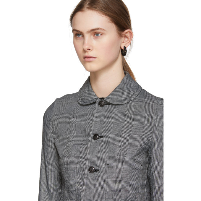 Tricot Comme des Garcons Black and Grey Linen Check Jacket