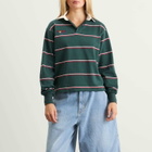 SUNDAYFRUITMARKET Women's Sun Stripe Collar T-Shirt in Green