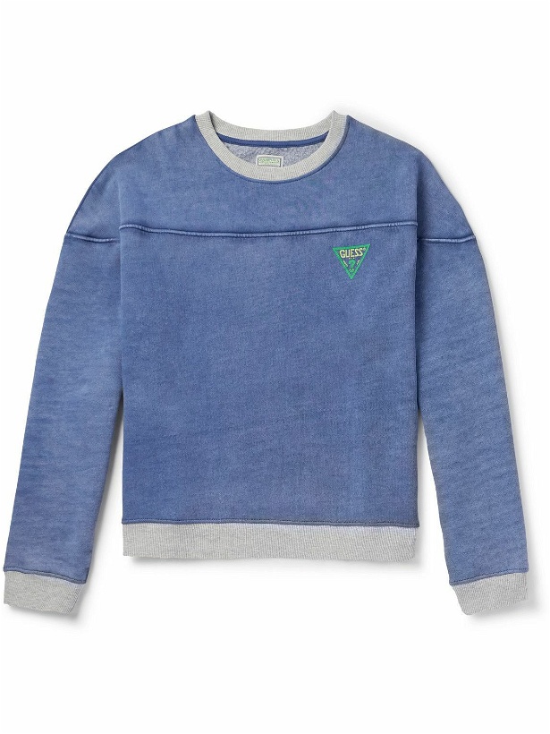Photo: Guess USA - Printed Cotton-Blend Jersey Sweatshirt - Blue