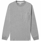 Norse Projects Men's Long Sleeve Johannes Standard Pocket T-Shirt in Light Grey Melange