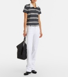Frame Striped linen-blend polo shirt