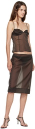St. Agni Khaki Transparent Midi Skirt