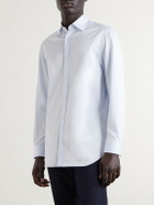 Dunhill - Cutaway-Collar Herringbone Cotton Shirt - Blue