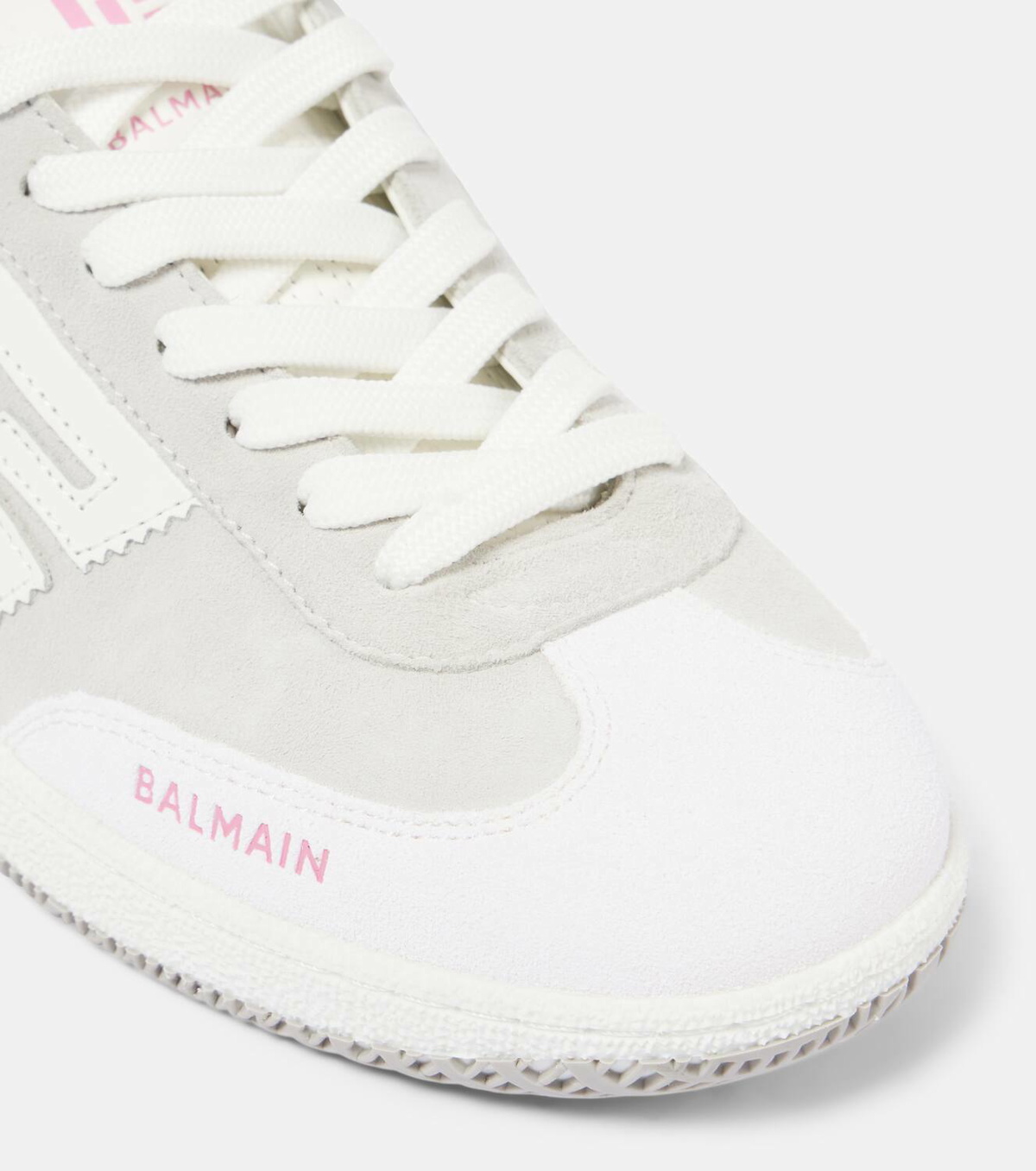Balmain Swan leather-trimmed suede sneakers Balmain