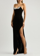 Balmain Crystal-embellished Stretch-knit Gown Black And Silver
