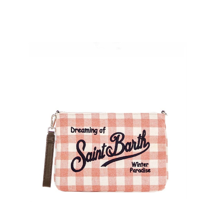Photo: MC2 Saint Barth Parisienne Pink Gingham Wooly Cross-body Pouch Bag