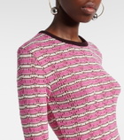 The Attico Striped crochet cotton minidress