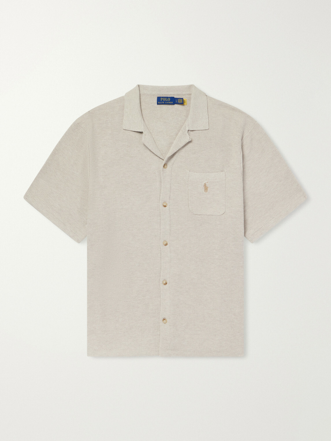 Polo Ralph Lauren - Convertible-Collar Logo-Embroidered Cotton-Piqué Shirt - Neutrals