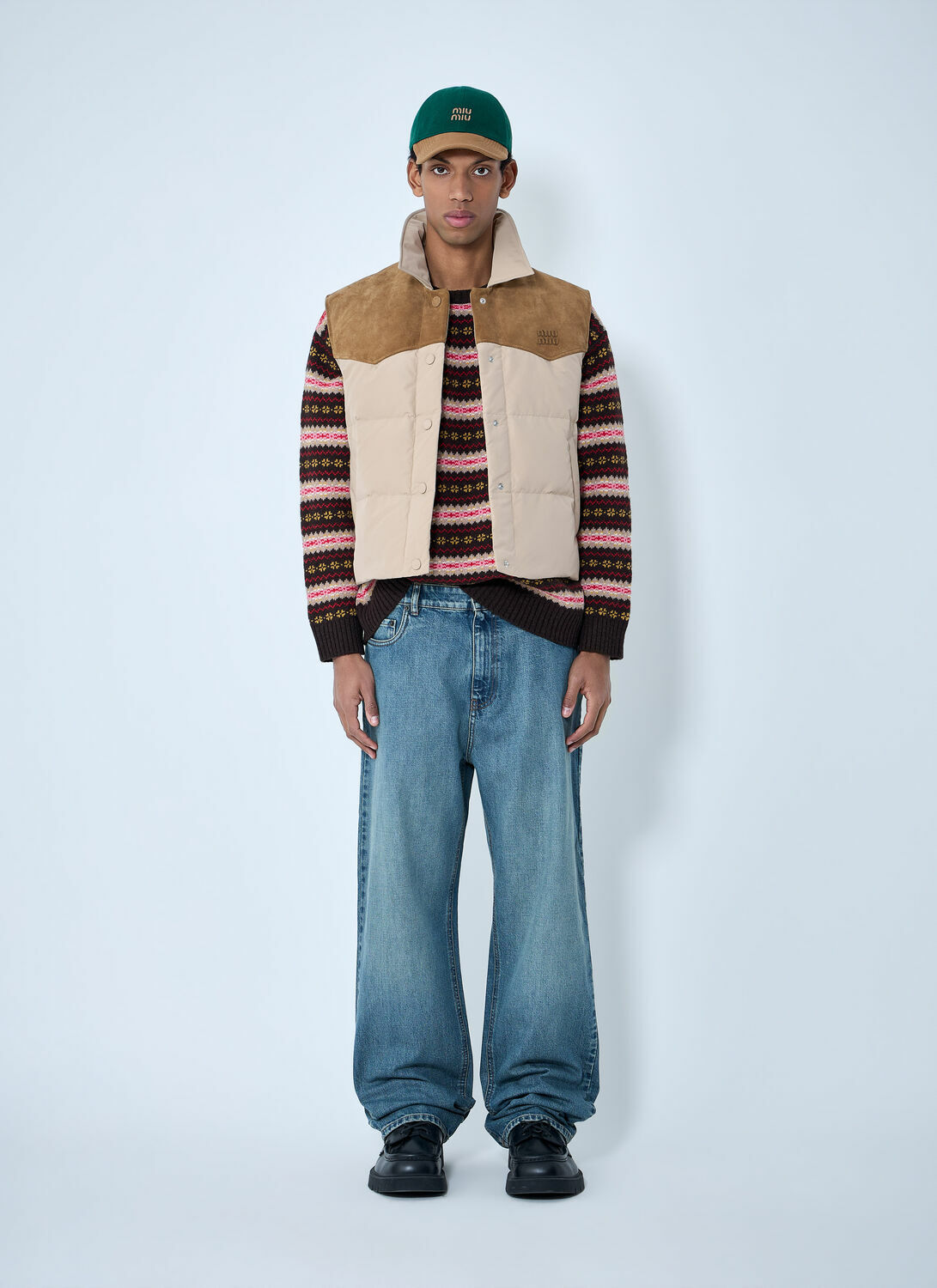 Miu Miu Padded Suede Yoke Vest